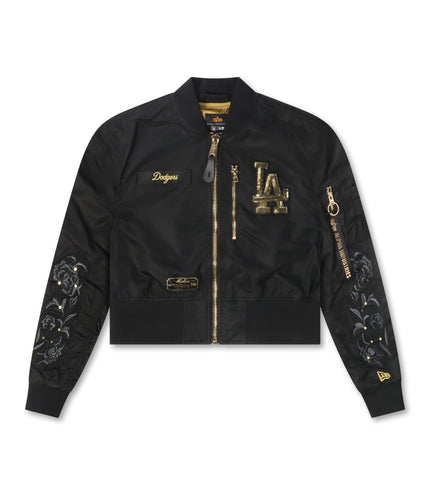 New Era Womens LA Dodgers Alpha Jacket - Black/Gold