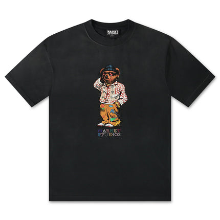 Market Studios Folk Fitted Bear Tee - Pirate Black - denim exchange