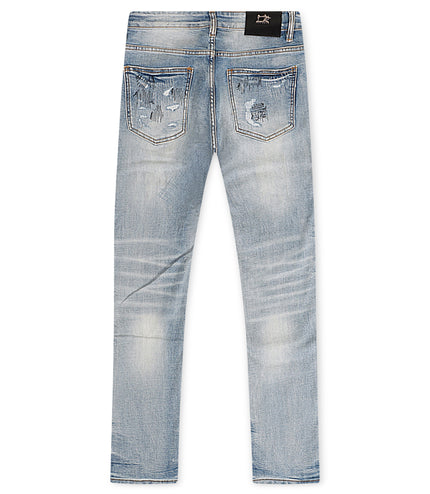 Damati Distressed Slim Fit Jeans - Light Blue