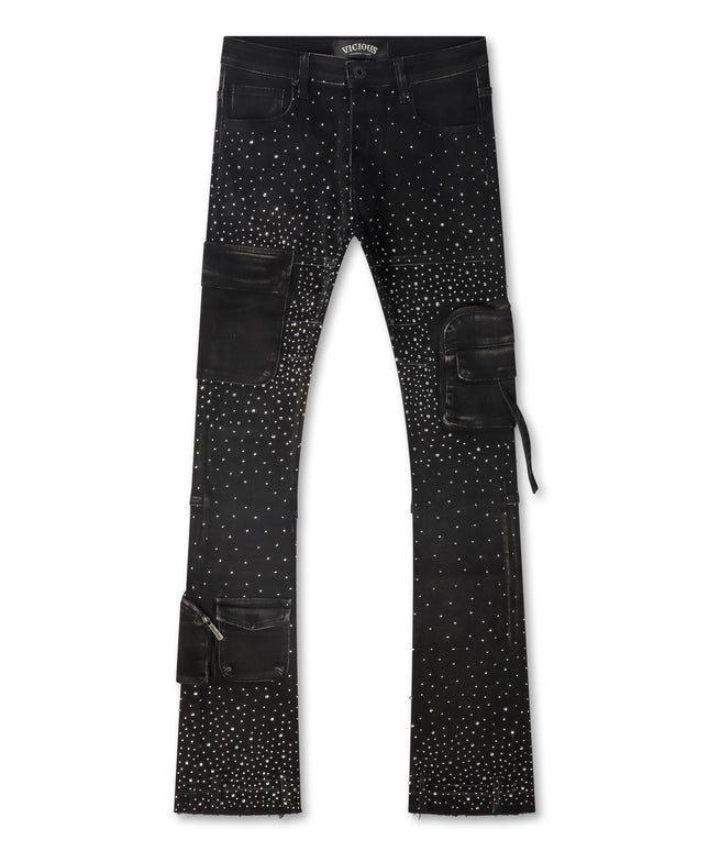 Vicious Denim All Over Rhinestone Jeans - Black