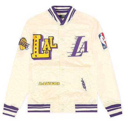 Pro Standard LA Lakers Rib Satin Jacket - Eggshell
