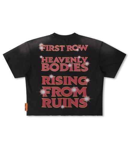 First Row Cropped Mini Terry Tee - Black