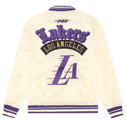Pro Standard LA Lakers Rib Satin Jacket - Eggshell