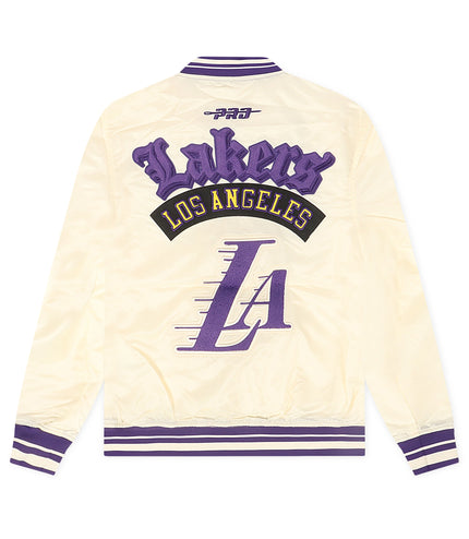 Pro Standard LA Lakers Rib Satin Jacket - Eggshell