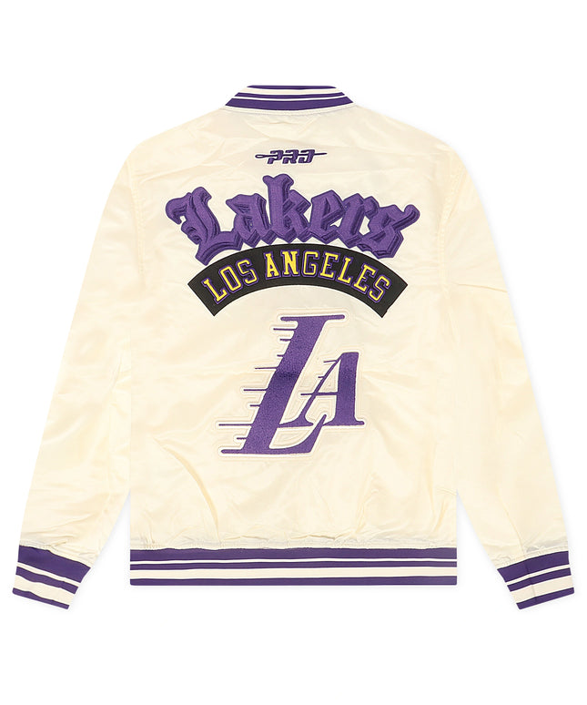 Pro Standard LA Lakers Rib Satin Jacket - Eggshell
