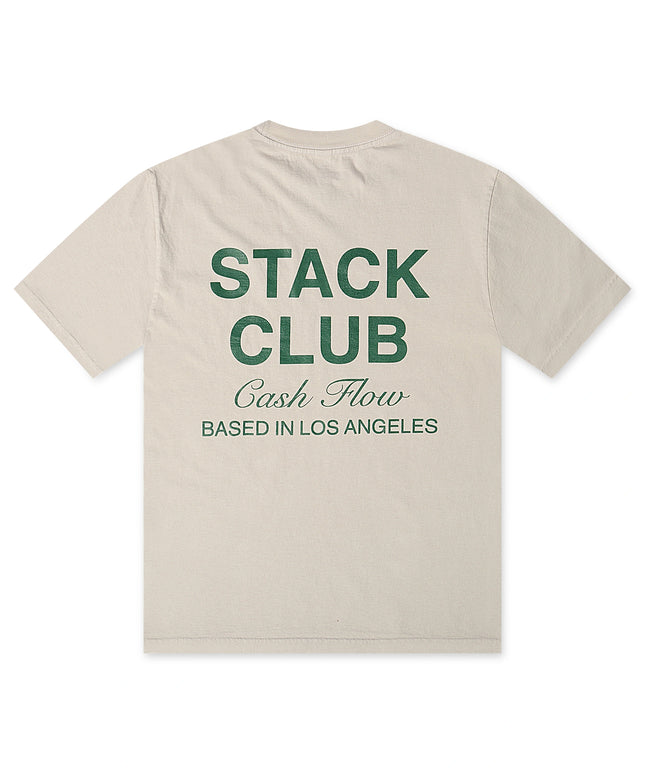 Stack Club Cash Flow Heavyweight Tee - Cream/Green