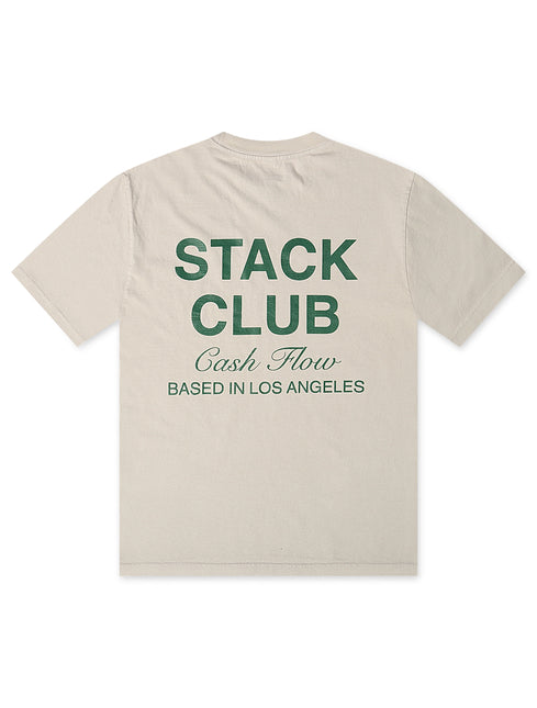 Stack Club Cash Flow Heavyweight Tee - Cream/Green - denim exchange