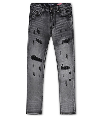 Damati Distressed Slim Fit Jeans - Light Grey