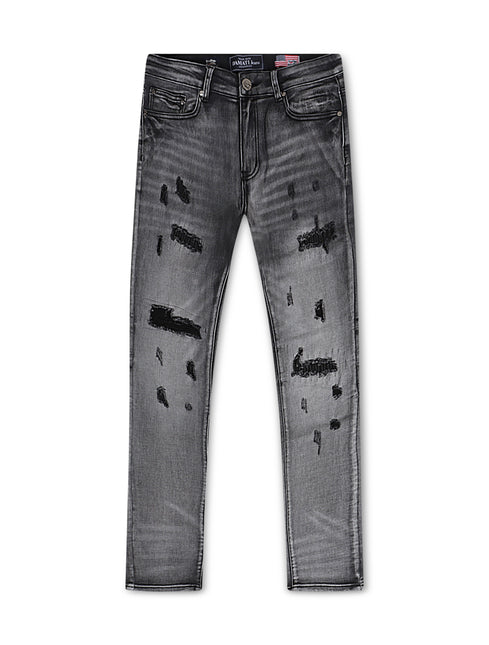 Damati Distressed Slim Fit Jeans - Light Grey