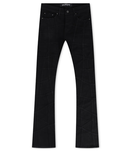 Valabasas Streak Flared Stacked Jean - Black