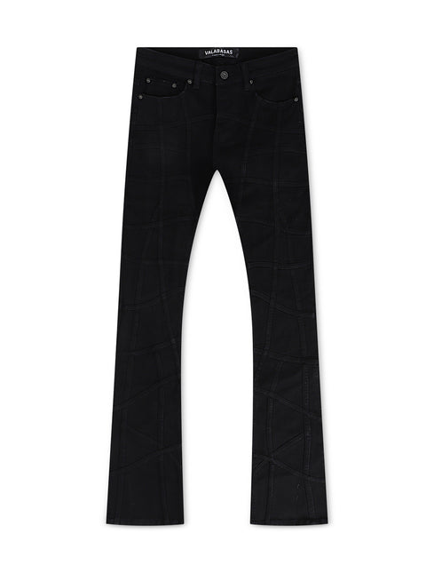 Valabasas Streak Flared Stacked Jean - Black