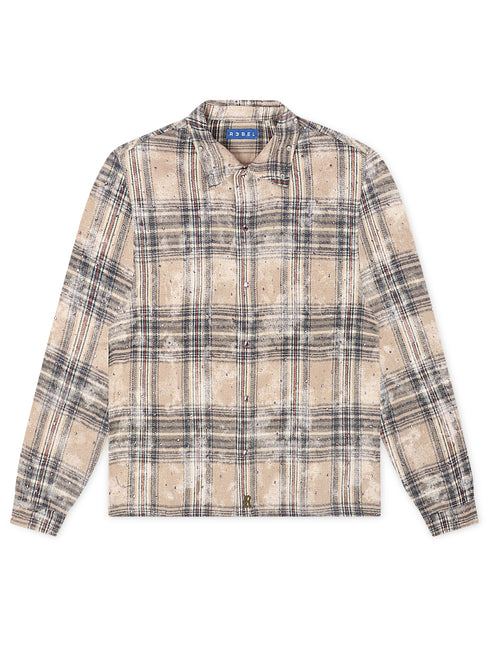 Rebel Denim Rhinestone Flannel - Grey