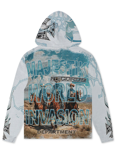 Majestik Mens Invasion Tapestry Hoodie - Blue
