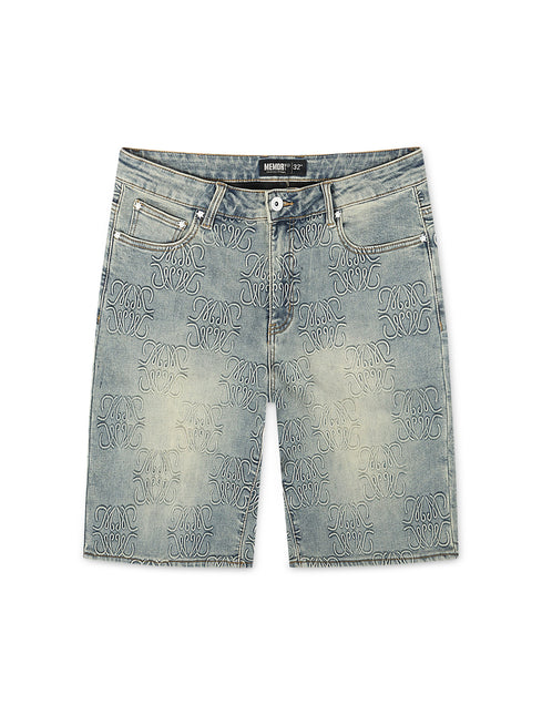 Memory Lane Monogram Denim Short - Blue Rinse
