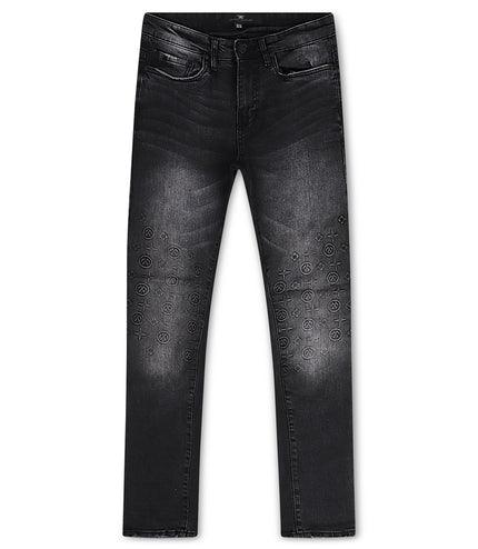 Jordan Craig Monogram Denim Jean - Black Shadow