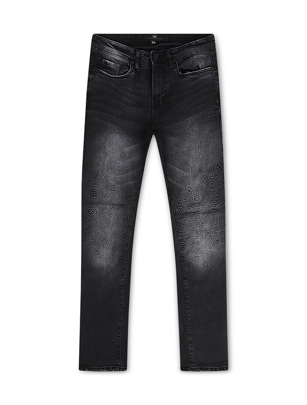 Jordan Craig Monogram Denim Jean - Black Shadow