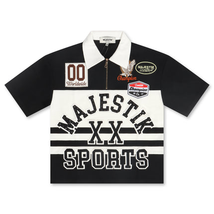 Majestik Pique Cut and Sewn Quarter Zip Polo - Black