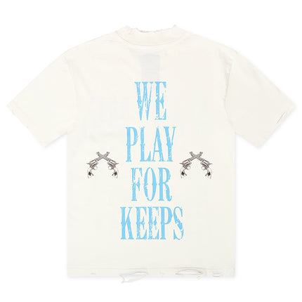 November Reign We Play For Keep Hand Shredded Tee - White