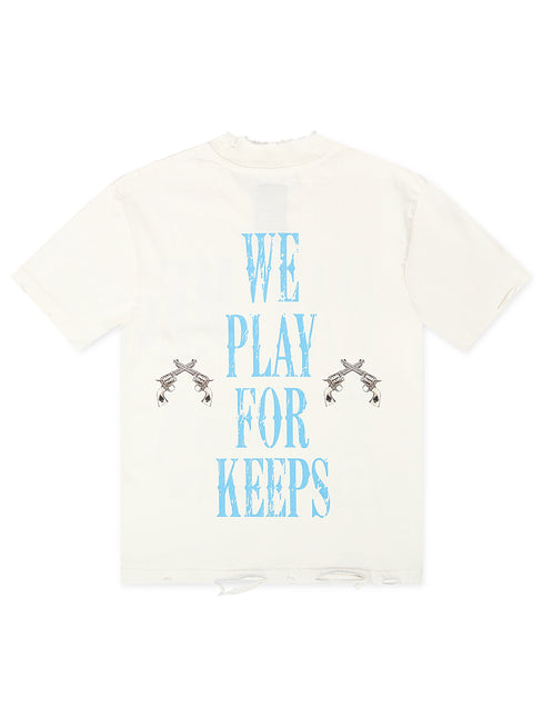 November Reign We Play For Keep Hand Shredded Tee - White
