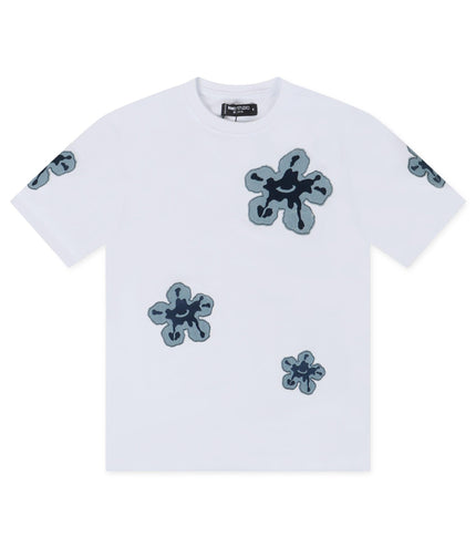 ROKU STUDIO DENIM PATCH TEAR TEE - WHITE ROKU STUDIO