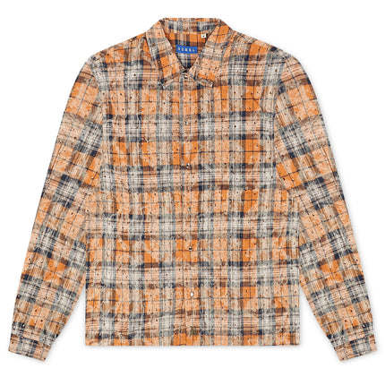 Rebel Denim Rhinestone Flannel - Orange