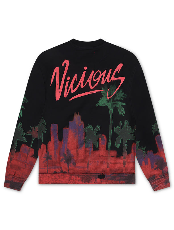 Vicious Denim Graphic Crewneck - Black