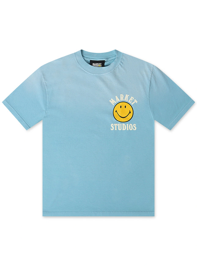 Market Studios Smiley Upside Down Tee - Retro Blue - denim exchange