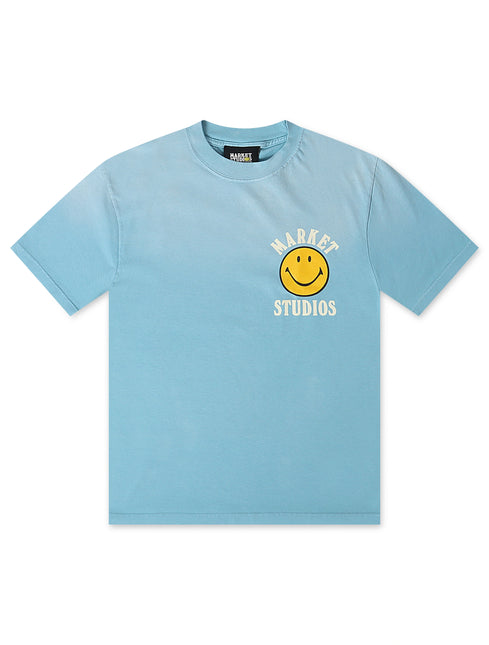 Market Studios Smiley Upside Down Tee - Retro Blue - denim exchange