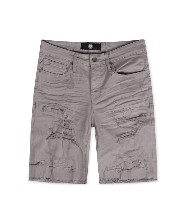 Jordan Craig Ripped And Repair Shorts - Light Grey - Denim Exchange USA