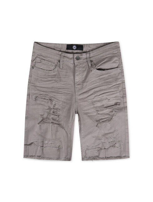 Jordan Craig Ripped And Repair Shorts - Light Grey - Denim Exchange USA