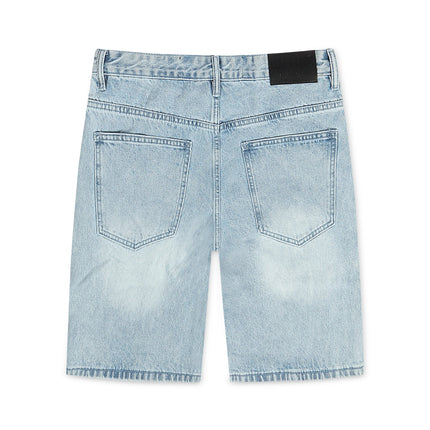 N.M.E NYC Highway 78 Stud Denim Shorts - Blue Wash