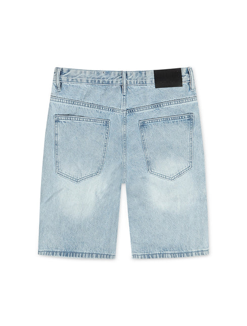 N.M.E NYC Highway 78 Stud Denim Shorts - Blue Wash