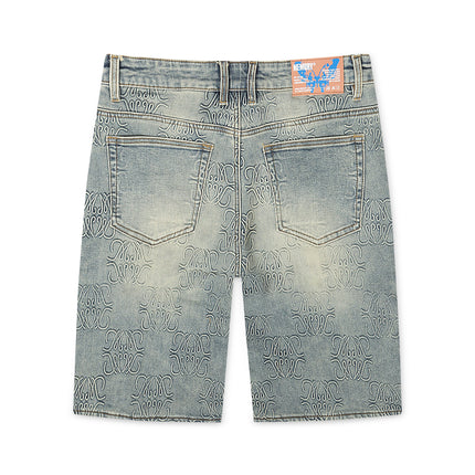 Memory Lane Monogram Denim Short - Blue Rinse