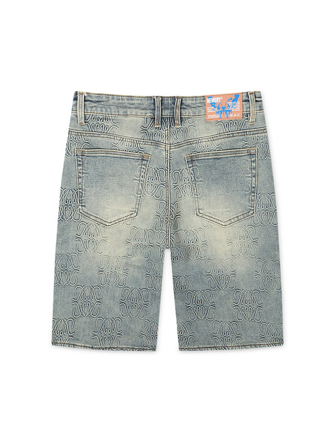 Memory Lane Monogram Denim Short - Blue Rinse