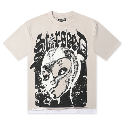 Starseed Big Head Alien Oversized Tee - Grey