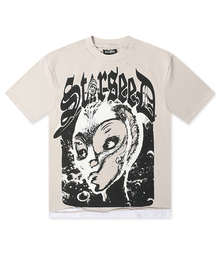 Starseed Big Head Alien Oversized Tee - Grey