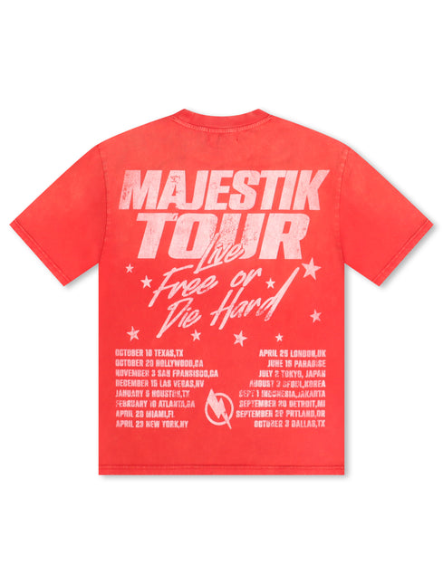 Majestik Garment Dyed Print Tee - Red