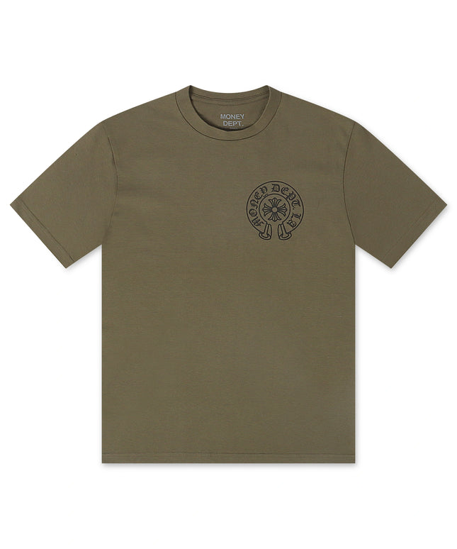 Money Dept. Vintage Old English Tee - Olive/Black