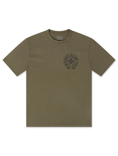 Money Dept. Vintage Old English Tee - Olive/Black
