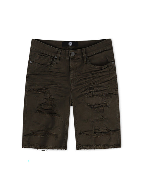 Jordan Craig Ripped And Repair Shorts - Army Green