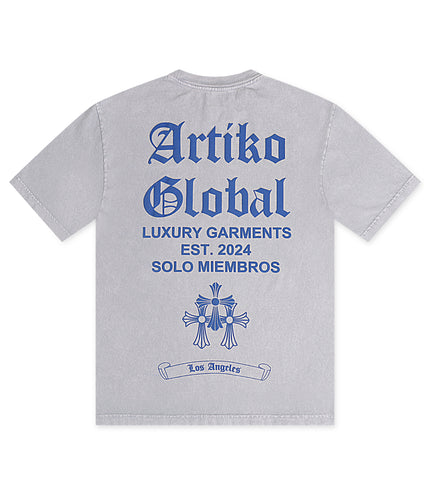 Artiko Art Dealer Tee - Light Grey/Blue