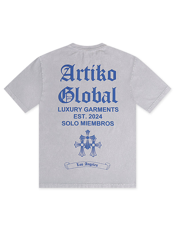 Artiko Art Dealer Tee - Light Grey/Blue