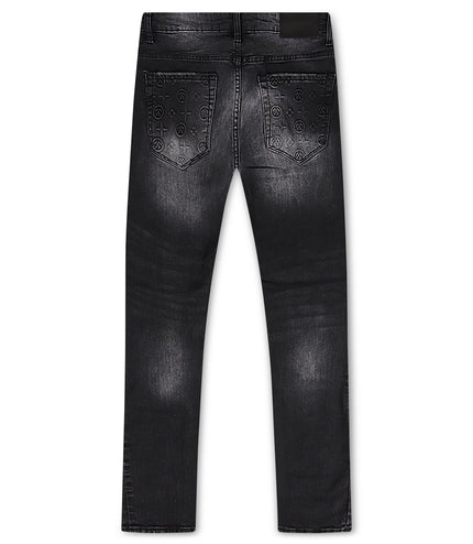 Jordan Craig Monogram Denim Jean - Black Shadow