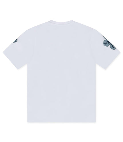 ROKU STUDIO DENIM PATCH TEAR TEE - WHITE ROKU STUDIO