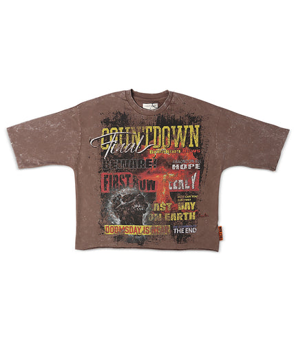 First Row Countdown Cropped Tee - Caffe