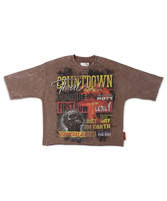 First Row Countdown Cropped Tee - Caffe