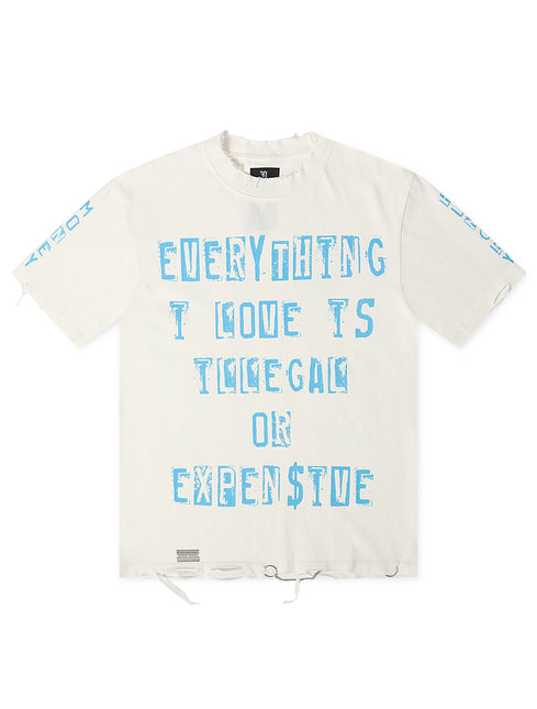 November Reign Everything I Love Hand Shredded Tee - White