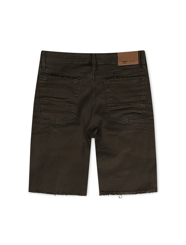 Jordan Craig Ripped And Repair Shorts - Army Green