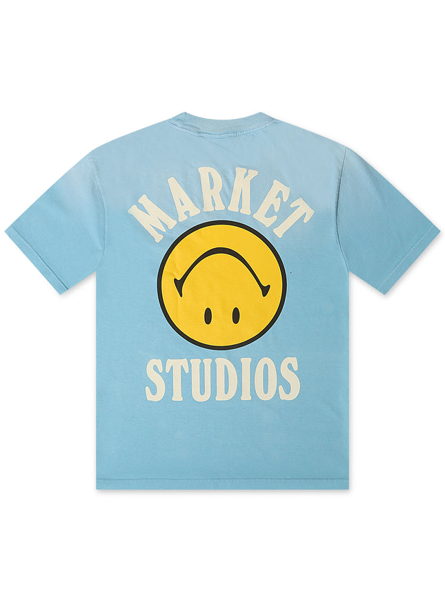 Market Studios Smiley Upside Down Tee - Retro Blue - denim exchange