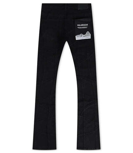 Valabasas Streak Flared Stacked Jean - Black